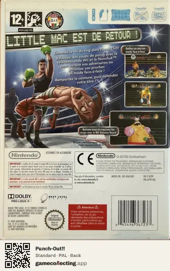 Punch-Out!! Nintendo Wii, PAL box back