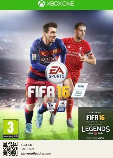 FIFA 16 Xbox One, PAL box front