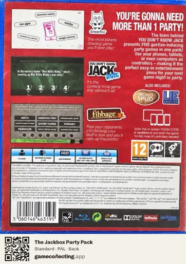 The Jackbox Party Pack PlayStation 4, PAL box back