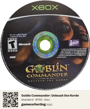 Goblin Commander: Unleash the Horde Xbox, NTSC disc