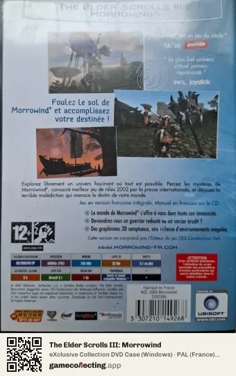 The Elder Scrolls III: Morrowind Computer, France box back
