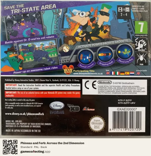 Phineas and Ferb: Across the 2nd Dimension Nintendo DS, PAL box back