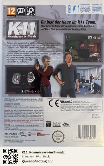 K11: Kommissare im Einsatz Nintendo Wii, PAL box back