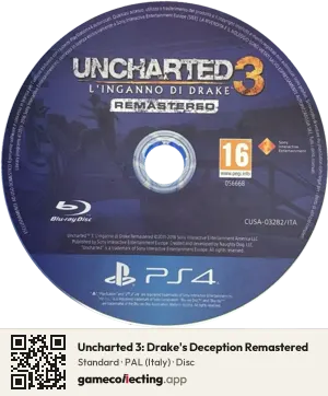 Uncharted 3: Drake's Deception Remastered PlayStation 4, PAL disc