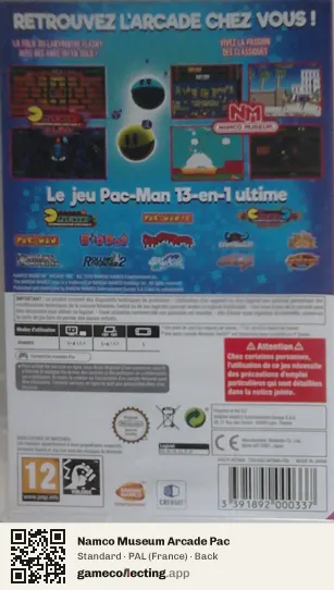 Namco Museum Arcade Pac Nintendo Switch, France box back