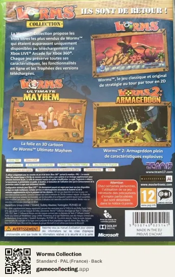 Worms Collection Xbox 360, France box back