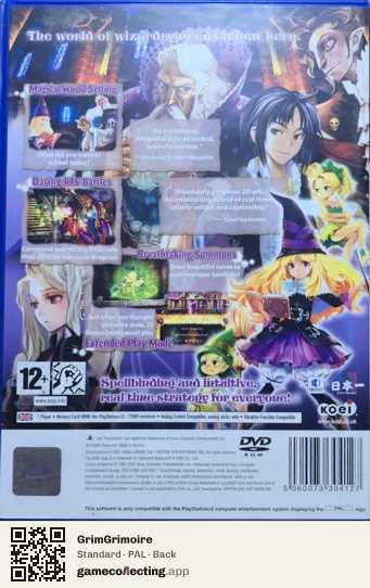 GrimGrimoire PlayStation 2, PAL box back
