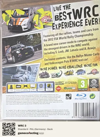 WRC 3 PlayStation 3, Germany box back