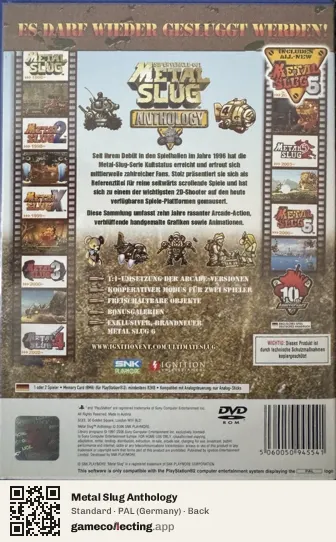 Metal Slug Anthology PlayStation 2, Germany box back