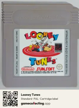 Looney Tunes Game Boy, PAL cartridge label