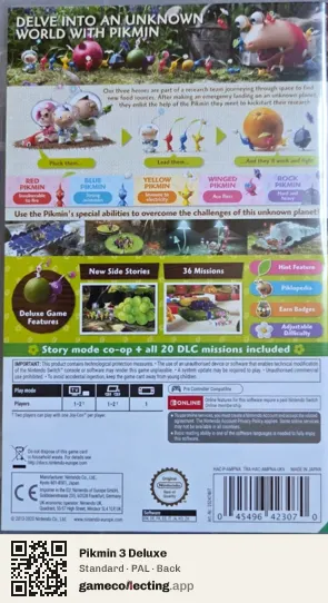 Pikmin 3 Deluxe Nintendo Switch, PAL box back