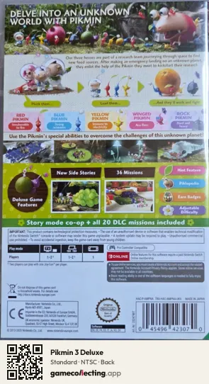 Pikmin 3 Deluxe Nintendo Switch, NTSC box back