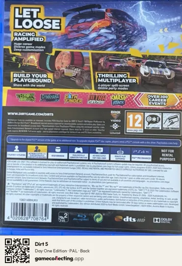 Dirt 5 PlayStation 4, PAL box back