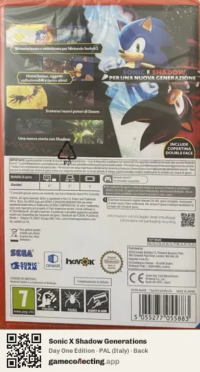 Sonic X Shadow Generations Nintendo Switch 2, Italy box back