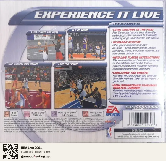 NBA Live 2001 PlayStation, NTSC box back