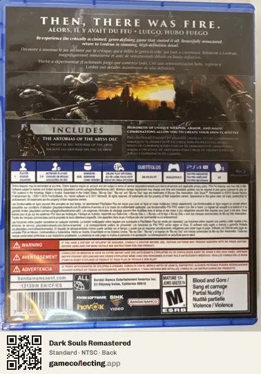 Dark Souls Remastered PlayStation 4, NTSC box back