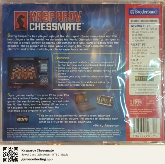 Kasparov Chessmate Computer, NTSC box back