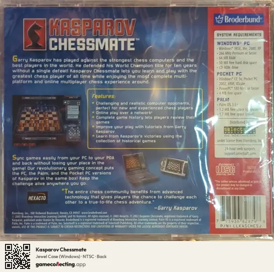 Kasparov Chessmate Computer, NTSC box back