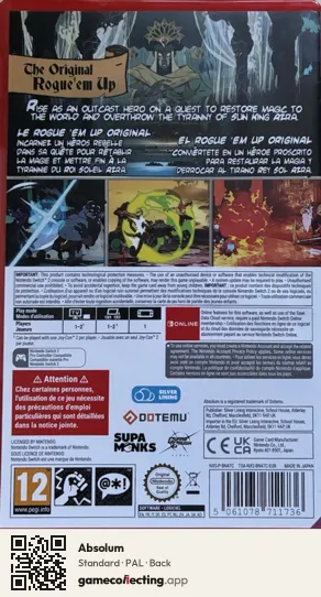 Absolum Nintendo Switch 2, PAL box back