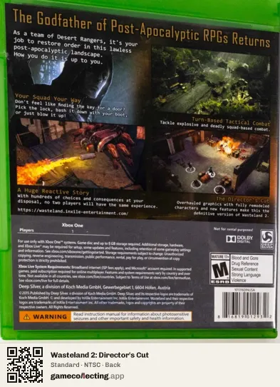 Wasteland 2: Director's Cut Xbox One, NTSC box back