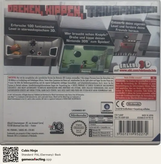 Cubic Ninja Nintendo 3DS, Germany box back