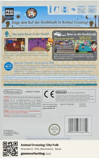 Animal Crossing: City Folk Nintendo Wii, Germany box back