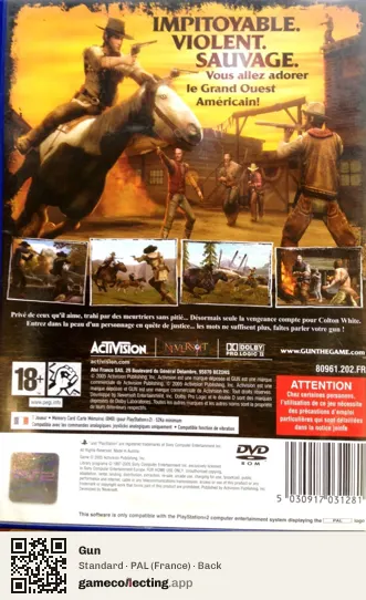 Gun PlayStation 2, France box back