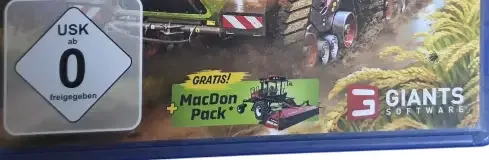 Farming Simulator 25, the USK square on its front