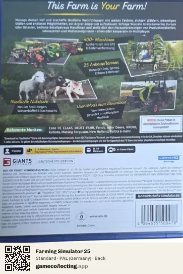 Farming Simulator 25 PlayStation 5, Germany box back