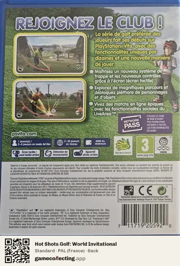 Hot Shots Golf: World Invitational PlayStation Vita, France box back