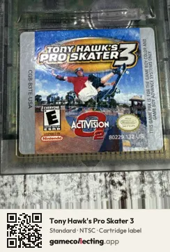 Tony Hawk's Pro Skater 3 Game Boy Color, NTSC cartridge label