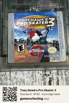 Tony Hawk's Pro Skater 3 Game Boy Color, NTSC cartridge label