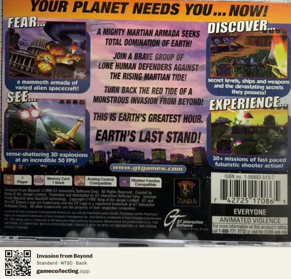 Invasion from Beyond PlayStation, NTSC box back