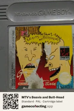 MTV's Beavis and Butt-Head Game Boy, PAL cartridge label