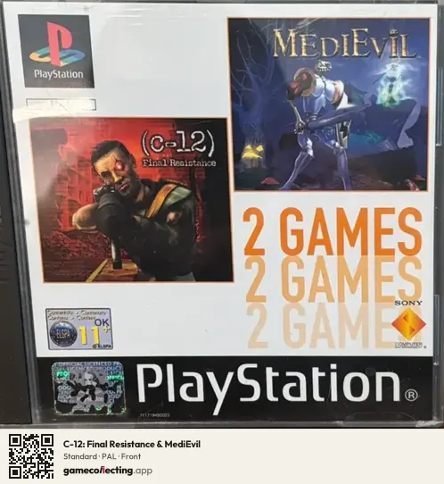 C-12: Final Resistance & MediEvil PlayStation, PAL box front