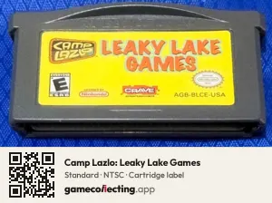Camp Lazlo: Leaky Lake Games Game Boy Advance, NTSC cartridge label