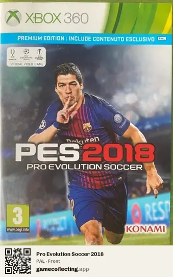Pro Evolution Soccer 2018 Xbox 360, PAL box front