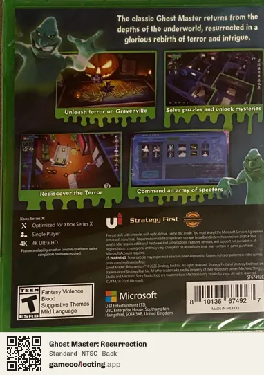 Ghost Master: Resurrection Xbox Series X, NTSC box back
