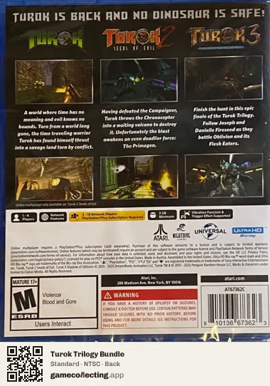 Turok Trilogy Bundle PlayStation 5, NTSC box back