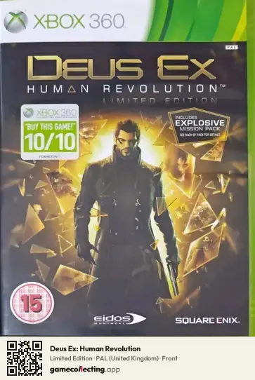 Deus Ex: Human Revolution Xbox 360, United Kingdom box front