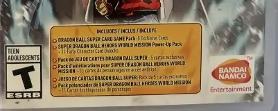 Super Dragon Ball Heroes: World Mission, the ESRB box on its front