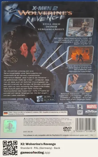 X2: Wolverine's Revenge PlayStation 2, Germany box back