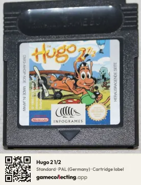 Hugo 2 1/2 Game Boy Color, PAL cartridge label