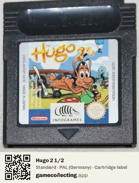 Hugo 2 1/2 Game Boy Color, PAL cartridge label