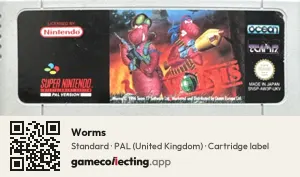 Worms Super Nintendo Entertainment System, PAL cartridge label