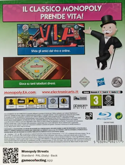 Monopoly Streets PlayStation 3, Italy box back