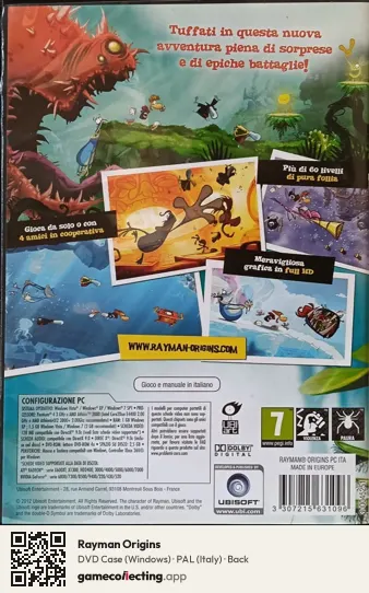 Rayman Origins Computer, Italy box back