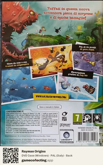 Rayman Origins Computer, Italy box back