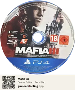 Mafia III PlayStation 4, PAL disc