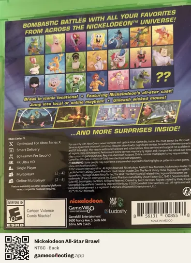 Nickelodeon All-Star Brawl Xbox Series X, NTSC box back